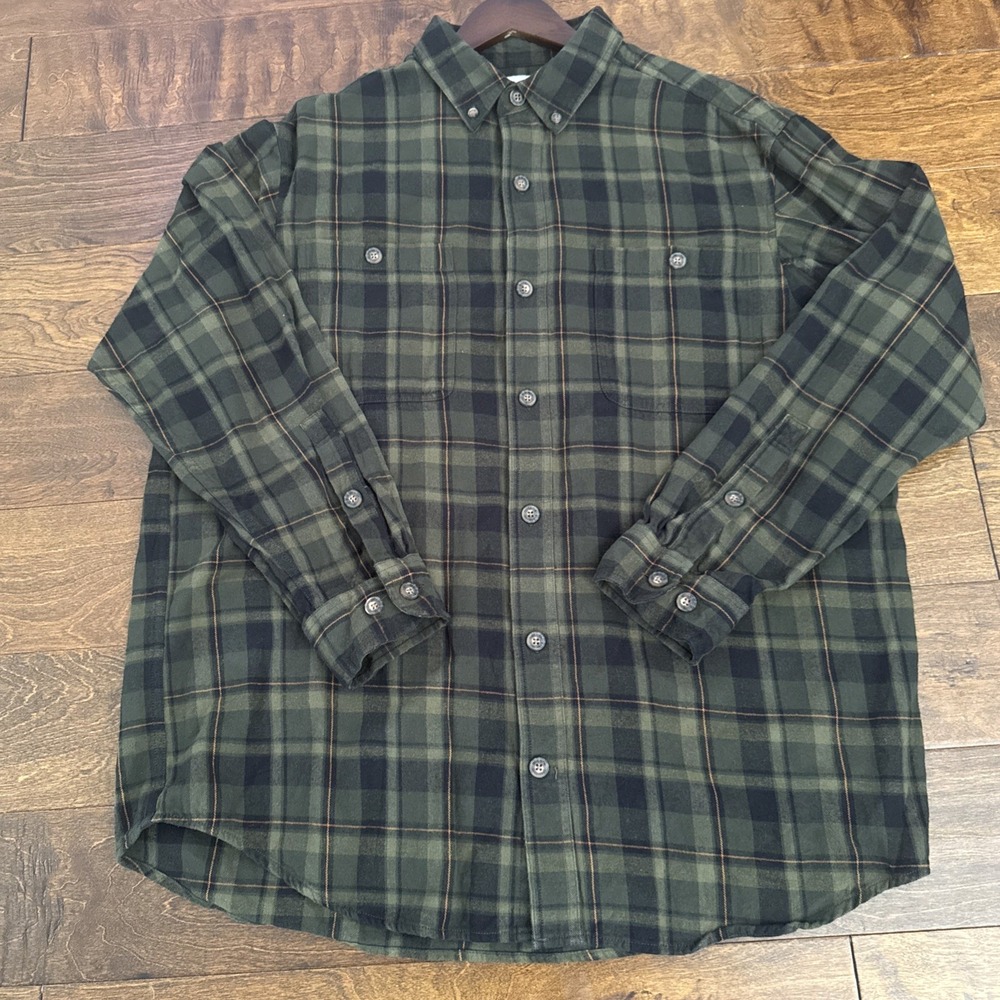 Duluth By Duluth Trading Co. Men's Flannel Plaid Button-Up Shirt Olive Size L